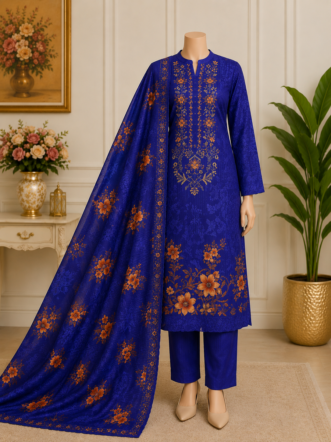 Elegant Embroidery Cotton Three-Piece - Image 2